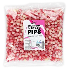 Just Treats Strawberry and Cream Pips (500g Share Bag)