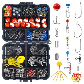 Fishing Accessories Kit,328pcs/286pcs Including Fishing Hooks Copper Sleeves Float Bobber Weight Sinker 3 Way Swivels Sapce Beads Sinker Slides Treble Hooks Fishing Gear Equipment 286pcs