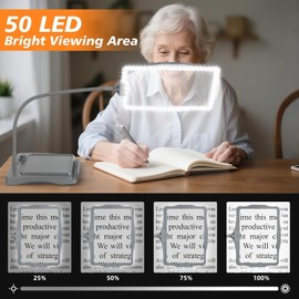 Magnifying Glass with Light and Stand 50 LED Desk Magnifying Glass with Light Stepless Dimmable, Horizontal + Vertical Mode, 360° Flexible Gooseneck, Hands Free Magnifier for Close Work Reading Repair