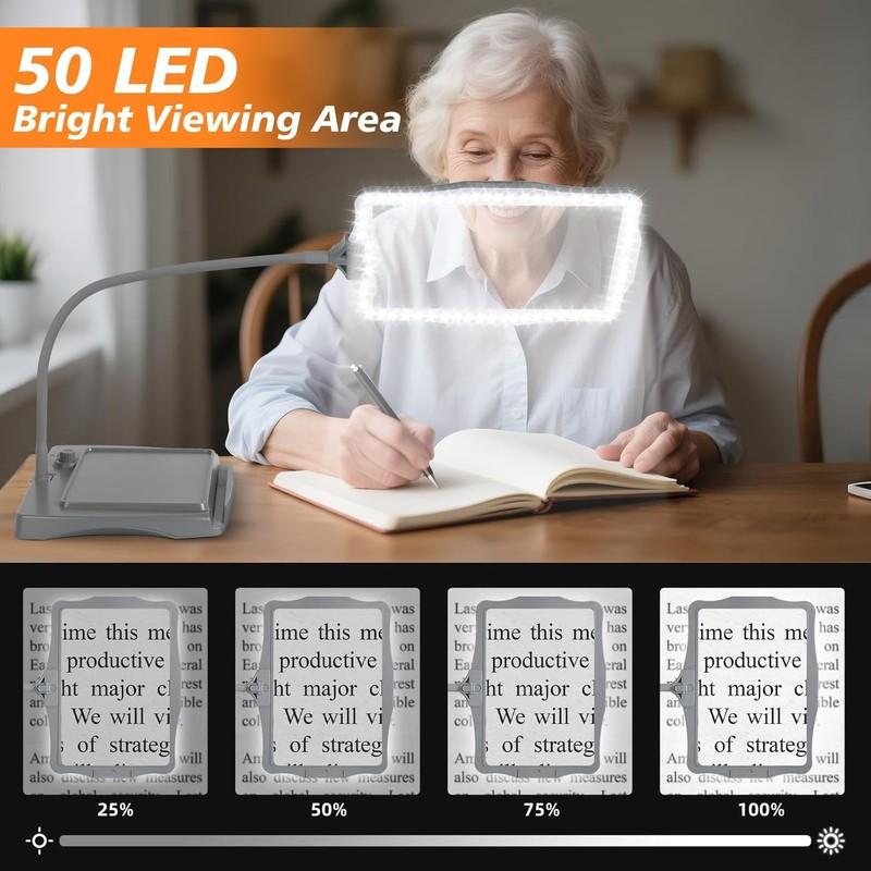 Magnifying Glass with Light and Stand 50 LED Desk Magnifying