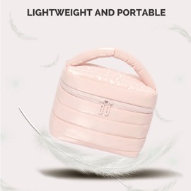 Prite Travel Makeup Bag for Women Lightweight Waterproof Makeup Organizer with Built-in Pockets Collapsible Cosmetic Bag for Travel Essentials(Pink)