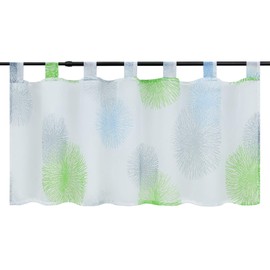 ESLIR Net Curtain Kitchen Bistro Curtain Modern Curtains Transparent Short Curtain with Loops Curtains Voile Green H x W 45 x 90 cm Pack of 1