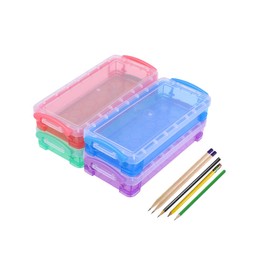 Operitacx 4pcs Multi-Functional Pencil Case Plastic Storage Box for School Office Lightweight and Portable Stationery Supplies for Students and Professionals