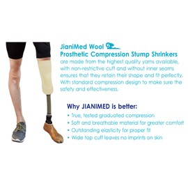 JianiMed Wool Prosthetic Stump Shrinkers – below Knee, 40cm, Amputee Socks, Compression, 15-20, Warmth, Taiwan Excellence 2XL