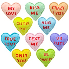 10 Pieces 5 Inches Valentines Stuffed Fabric Hearts Conversation Hearts Stuffed Plush Hearts Farmhouse Rustic Heart Ornaments Heart Decoration for Valentine’s Day Bowl Fillers