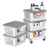 Ucake Plastic Stacking Basket with Wheels, Stackable Storage Basket Organizer,