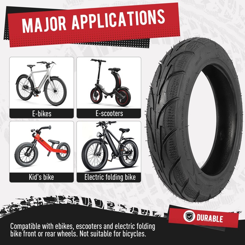 Mtilieosa 14x2.50 Ebike Tire,64-254 Tubeless Tire with PVR50 Angled Valve