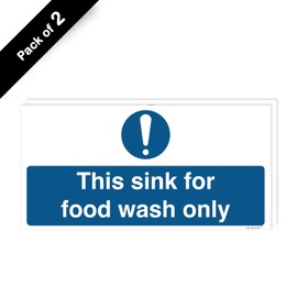 Pack of 2 Food Hygiene Stickers (200 x 100 mm) Waterproof Food Wash Only Food Safety Stickers