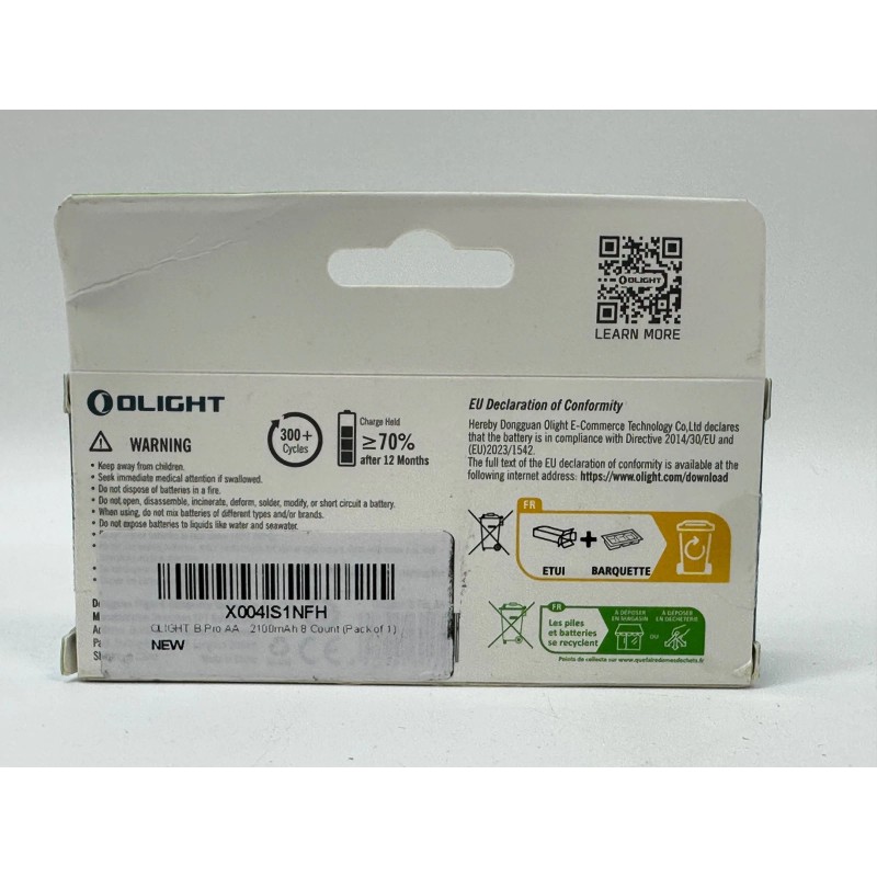 Olight B Pro AA Rechargeable Ni-MH Batteries 8pcs/box, 2100mAh/pc High