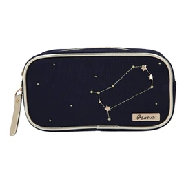 Depesche TOPModel 10861-027 Cosmetic Bag Dark Blue Decorated with Gemini Constellation Gemini (Gemini) Approx. 19 x 10 x 5.5 cm Large for Storage of Make-Up and Cosmetics Items
