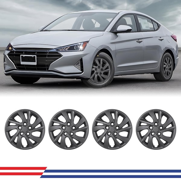 WOLFSTORM 15" Hubcaps for Elantra 2017-2020 Steel Wheels, R15 Car