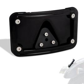 WOWTK Curved Laydown License Plate Frame Mount for Harley, Honda VTX1300R/S/T VTX1800R/S/T Motorcycles and Custom Applications,for CVO Softail Dyna Fat Boy Low Rider Sportster 1200 883,Gloss Black