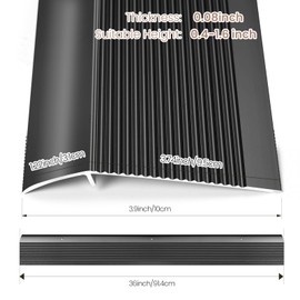 Orechic Aluminum Metal Door Threshold for Doorways, Ramps for Doorways up to 1.6", Wheelchair Accessible Transition Strip, for Tile, Wood, Vinyl, Marble Laminate Concrete Floors(Black,1pcs)