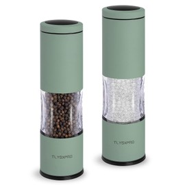 Salt and Pepper Grinder Set with Adjustable Coarseness | Manual Pepper Mill Grinder with Refillable Design | Ceramic Core | Kitchen Essential (2 Packs, Sage)