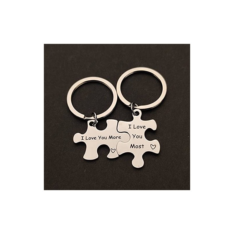 YALLNASL Couple Puzzle Keychain for Husband Wife I Love You
