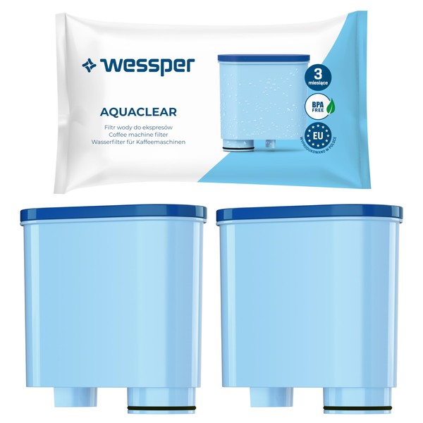 Wessper Aquaclear Filtro Acqua per Macchine da caffè, Plastic, Bianco, 2 Pezzi, 2 unità