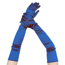 KuFit Guantes de vestir elásticos para mujer de 21 pulgadas de largo, color negro y blanco, marino, L