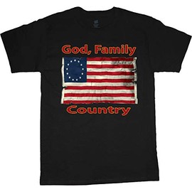 Betsy Ross Flag God Family Country T-shirt Black Large