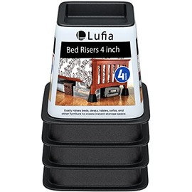 Lufia Bed Furniture Risers 4 Inch Heavy Duty Bed Lifts Risers for Sofa, Table, Couch, Chair or Desk, Set of 4 Bed Lifts(4 inch)