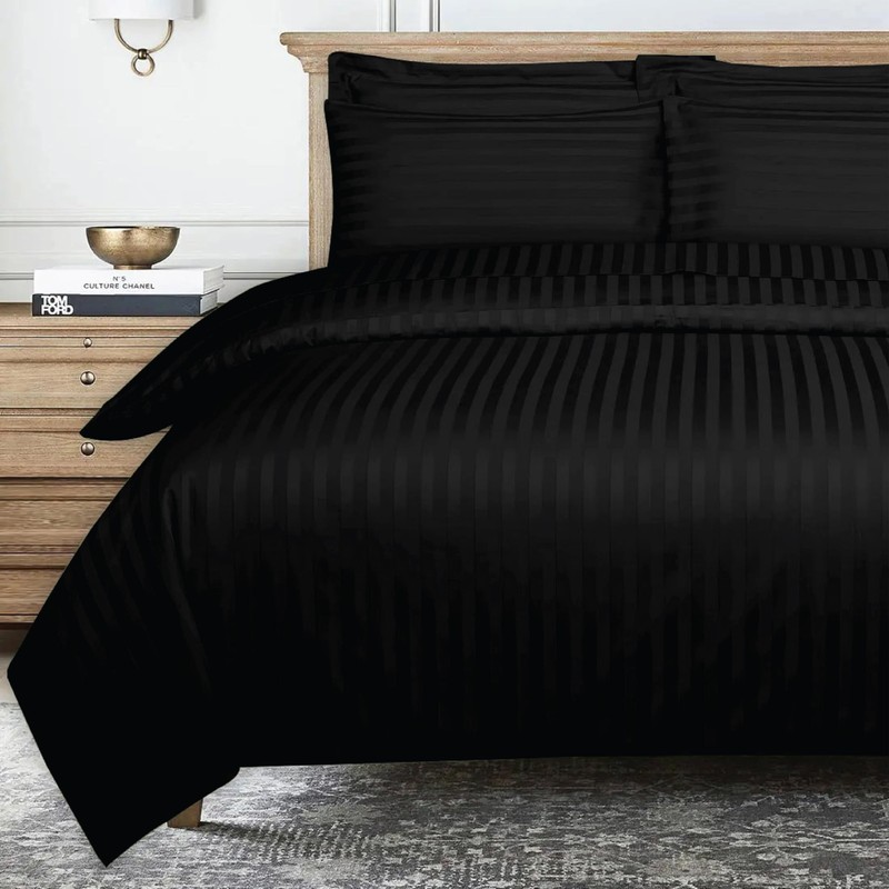 Ev Dekor® Single Duvet Cover Set Hotel Quality Stripes Satin
