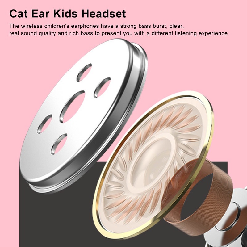 LXB39C Kids Headphone Bluetooth 5.0 Foldable Wireless Glowing Music Cat