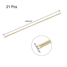 sourcing map Brass Rod,Brass Solid Round Rod 1.5mm Diameter 100mm Length Lathe Bar Stock for RC Model DIY Craft Pack of 21