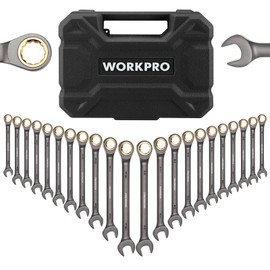 WORKPRO 22-Piece Ratcheting Wrench Set Organizer Box Nickel Plating 72 Teeth