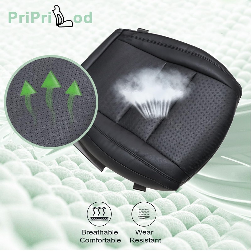 Priprilod Leather Driver Side Bottom Replacement Seat Cover Black Compatible