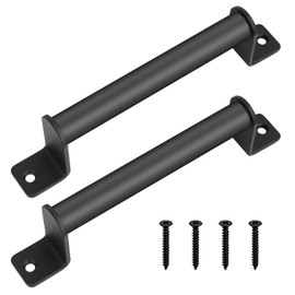 2 Pcs Black Door Handles, Gate Handle for Wooden Gates, Black Sliding Barn Door Handles, Shed Door Pull Handle Hardware for Sheds Garden Gate Cabinet Doors Grab Handles, with Screws