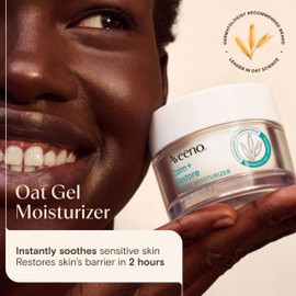 Aveeno Calm + Restore Oat Gel Facial Moisturizer for Sensitive Skin, Fast-Absorbing, Soothing Lightweight Gel Cream with Prebiotic Oat & Feverfew, Fragrance-Free & Hypoallergenic, 1.7 oz