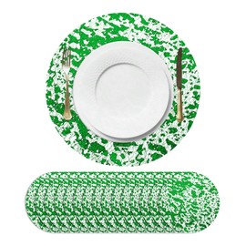 sourcing map 16Pcs Green Disposable Round Placemats, 33cm/13" Metallic Glitters Foil Thin Mesh Table Mats Pressed Foil Table Doilies Decor for Party Weddings Christmas Thanksgiving