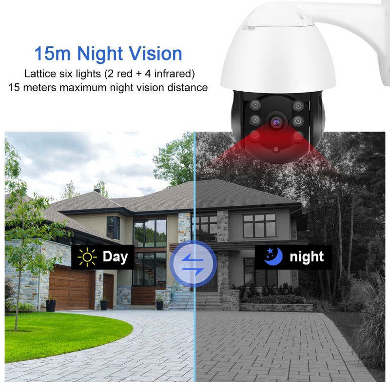 1080P Waterproof Wireless 6 lights IR PTZ Speed Dome Outdoor