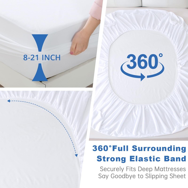 100% Waterproof Mattress Protector, YUGYVOB Soft Breathable Mattress Protector King,