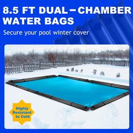 8.5 FT Dual Chamber Pool Water Bags, Water Tubes | Pool Cover Weights for Inground Pool Cover, Extra Durable 0.4mm PVC Water Bags for Pool Cover Inground with Screw Caps, Black-1 pk