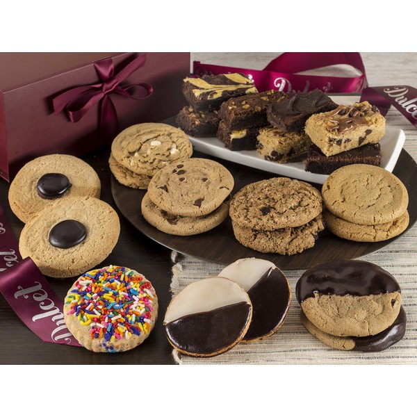 Dulcet Gift Baskets Oven Fresh Cookie and Fudge Brownie Party Gift Basket Great Gift for the Holidays, Friends Him, Her, Mom, Dad, Corporate Gifting, Family & Birthday Celebration