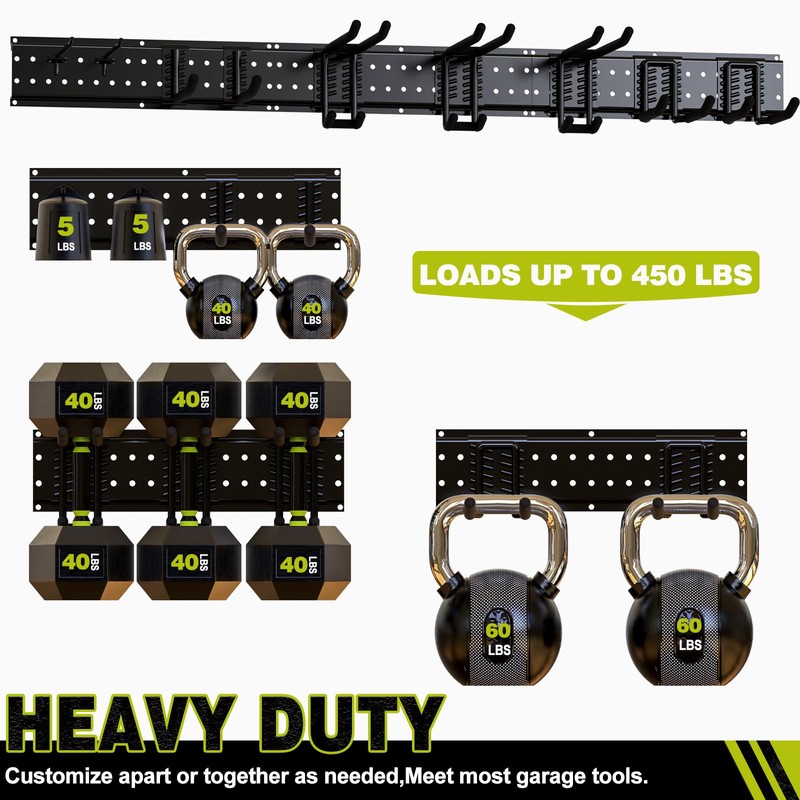 NattyDot Garage Tool Organizer Wall Mount 49.5inch with 9 Hooks