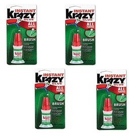 Krazy Glue KG92548R Brush-On Glue, 5 g Tube (Pack of 4)