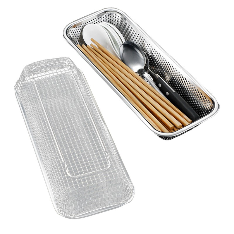 Chopstick Storage Box Stainless Steel Tableware Drying Tray Multifunctional Kitchen