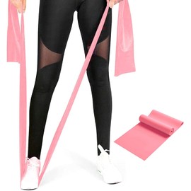 FUDOSAN Resistance Bands, Professional Exercise Elastic Bands Long Natural Latex Stretch Band, Perfect for Strength Training, Physical Therapy, Pilates, Yoga (Pink)