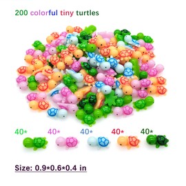 NIBERDA 200 Pcs Colorful Tiny Sea Turtle Figurine Green Mini Turtle Statue Miniature Sea Creatures Tortoise Resin Animals for DIY Home Garden Decoration, Turtle-200-color