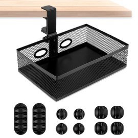 Mocoli Undermount Drawer, 360°Rotating Hidden Under Desk Drawer,Invisible Desk Holder,Clamp-on Style Desk Tidy Organiser,Drawer Under Desk for Office, Home, School