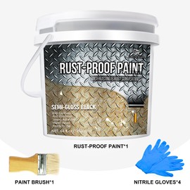 Rust Converter Paint - 64oz Water-Based Rust Reformer & Metal Primer, Semi-Gloss Black Rust Preventive Paint for Metal, Anti-Rust Coating Rust Paint Encapsulator for Maximum Rust, Corrosion Protection