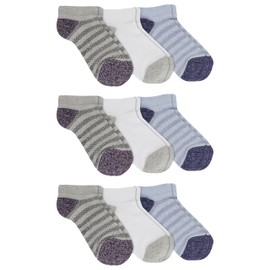 Sperry Women's Even Stripe Mesh Low Cut Socks 9 Pair Pack, Light Gray Marl Assorted, Women's Shoe Size 4-10