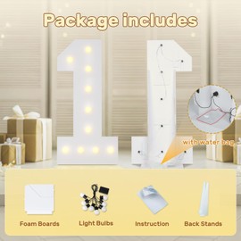 4FT Marquee Numbers, Big Light Up 5 for 15th 50th Birthday Decorations - Warm Light 4 Feet Tall for Anniversary Party Decor