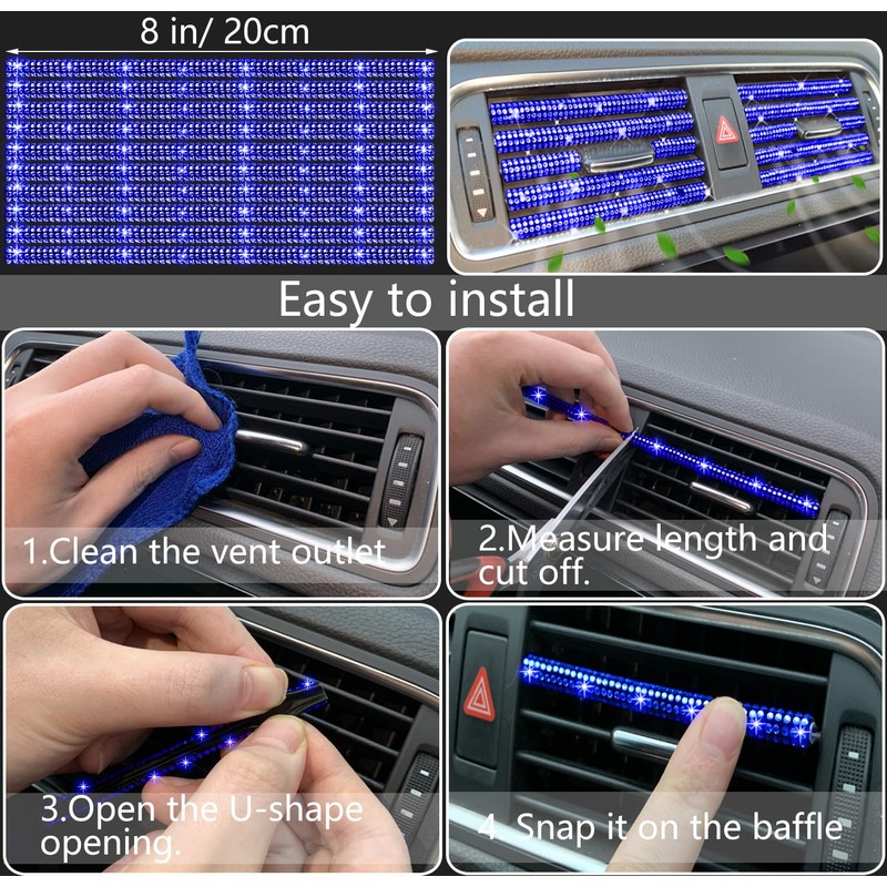 NBTEPEM 27 PCs Blue Bling Car Accessories Set for Women,