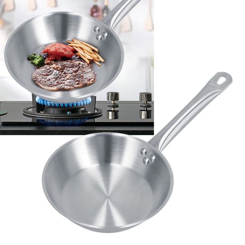 Stainless Steel Frying Pan Single Handle Fried Pan Cookware for