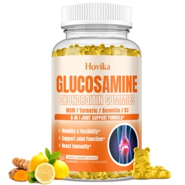 Glucosamine Chondroitin MSM Gummies 1500mg - Joint Support Supplement with Turmeric, Boswellia, Vitamin D3, Hyaluronic Acid, Antioxidant, Immune Support for Adults, Men & Women Vegan, 60 Gummies