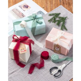 AOKSUNOVA Chiffon Ribbon Brown for Gift Wrapping Silk Ribbon Wedding Invitation Bouquet Wedding Ribbon Fabric Ribbon 2.5cm x 18.9m