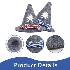 FloralGrace Pack of 10 Mini Oktoberfest Hat Oktoberfest Decoration Bavarian Decoration MiNi Hat Bavarian Small Felt Hat Costume Hat for Party Decoration Table Decoration Carnival, Red/Blue Cord (Grey)
