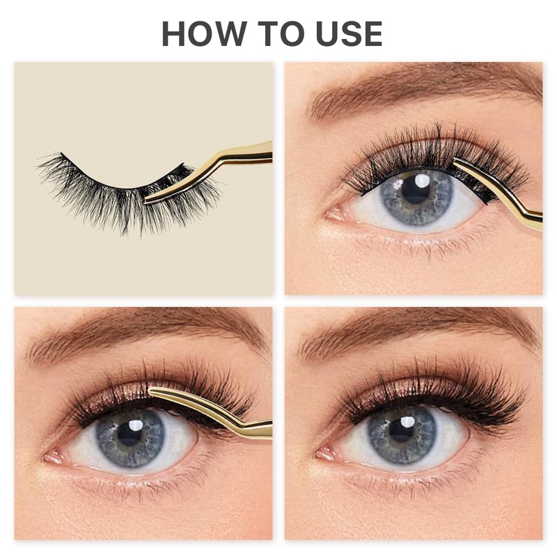 Pretty memory Eyelash Applicator Tool, Curved False Eyelash Tweezers for